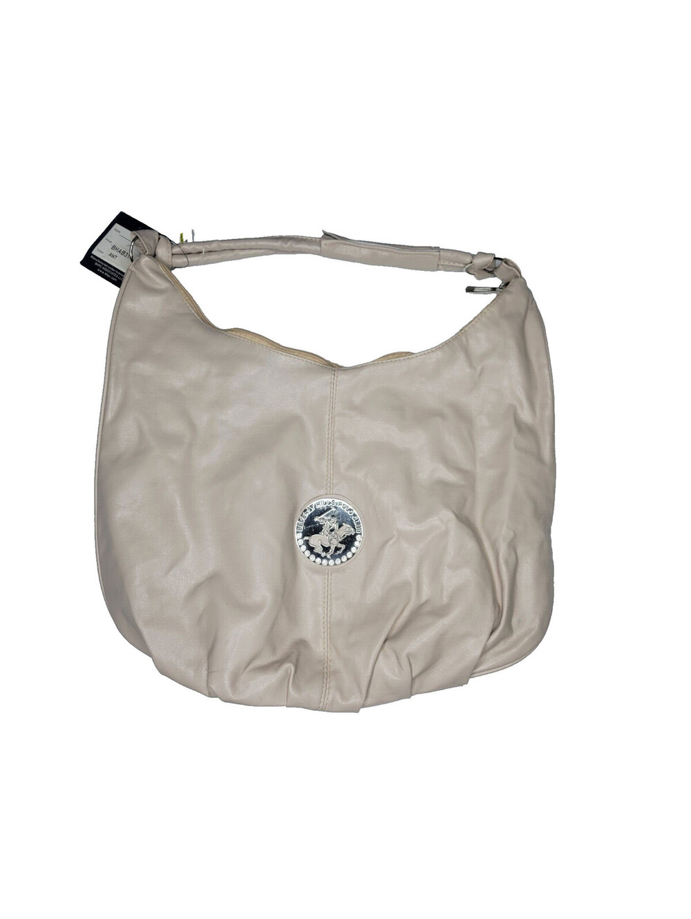 Beverly Hills Polo Club Vegan Leather Shoulder Bag Purse Beige